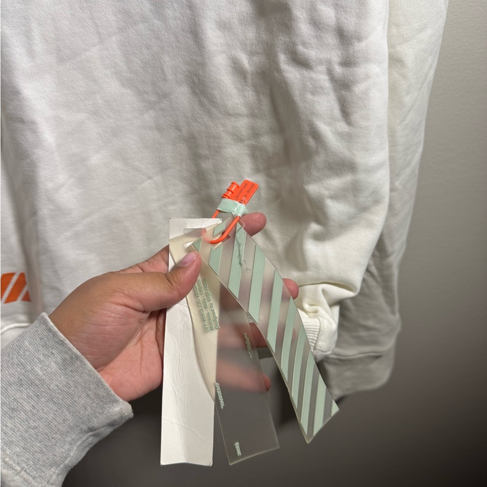 Off-White Ivory Sweatshirt with Orange Accents